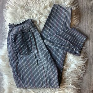 Vintage black & rainbow pinstripe high waisted relaxed tapered leg jeans
